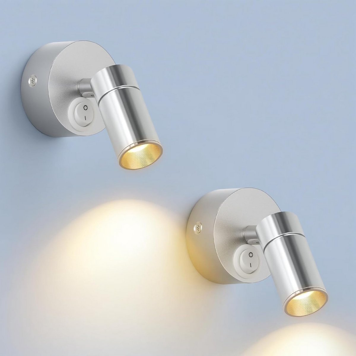 2 stuks LED Wandlamp Dimbaar Leeslamp Zwart met Schakelaar Warm Wit 3000K