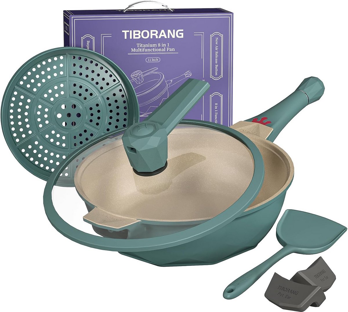 8-in-1 Koekenpan Set met Deksel en Stoominzet - Antiaanbaklaag