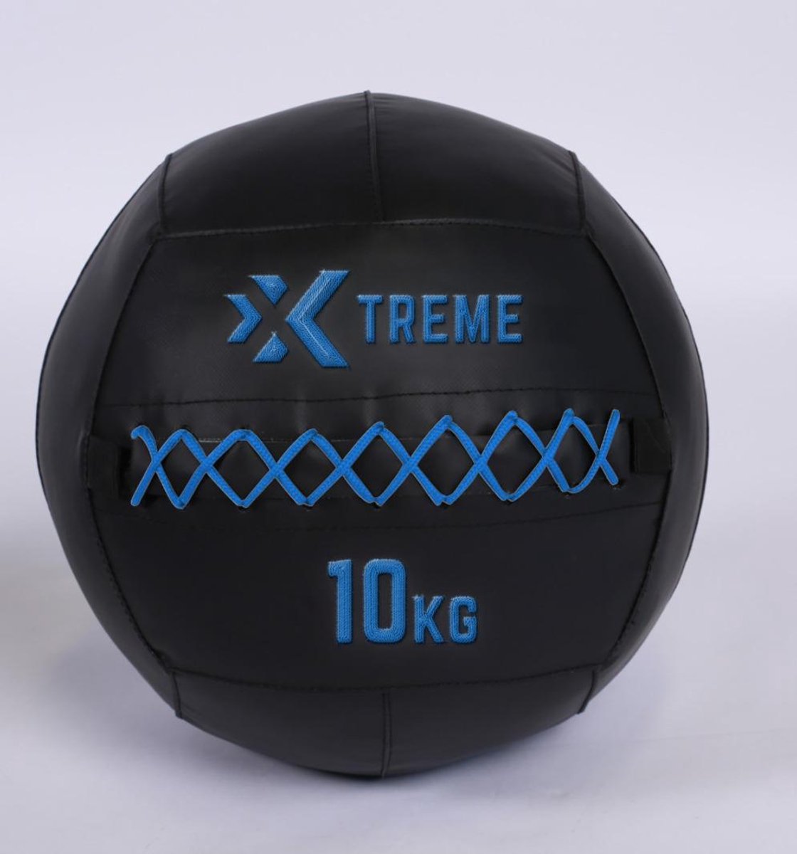 Xtreme Fitness Premium Wall Ball Blauw 10Kg - medicijnbal – medicine ball – wall ball – crossfit - Gewicht bal - medicine ballen - Hyrox Training - Comfortabele grip Voor Krachttraining en Functionele Oefeningen - Wall Ball voor Full Body Workouts