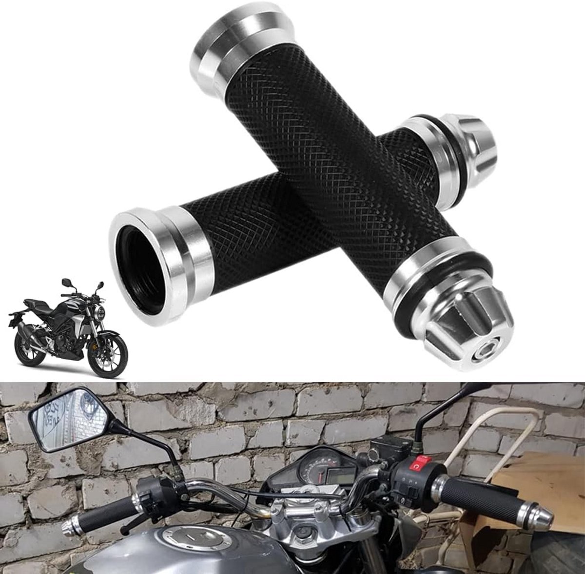 Antislip Rubberen Stuurgrepen voor Motorfiets - Universele 22mm Montage