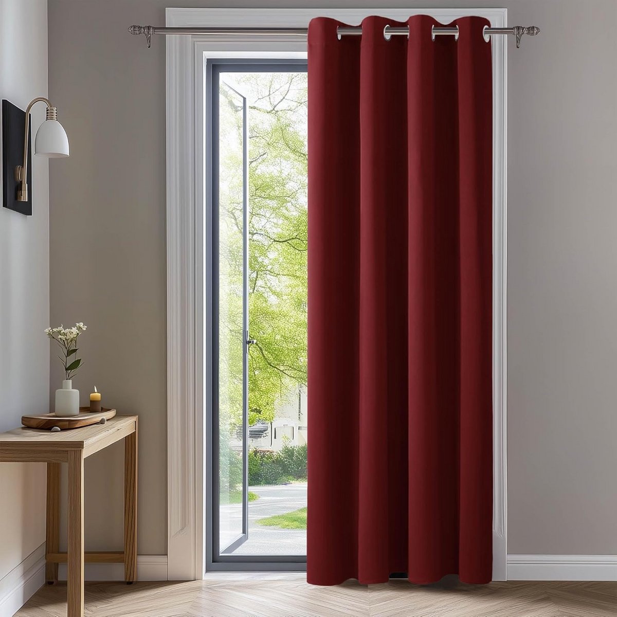 Verduisterende Gordijnen Met Ringen 135x215 cm Donkerrood Thermisch