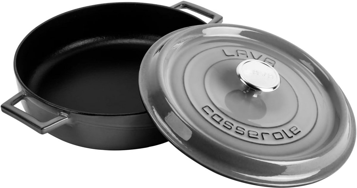 Gegoten Kookpan Rond 28 cm Majolica Grijs Universeel