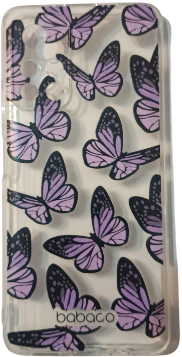 BABACO telefoonhoesje / case - XIAOMI REDMI note 11 5G / Note 11 T 5 G - paarse vlinders - transparant