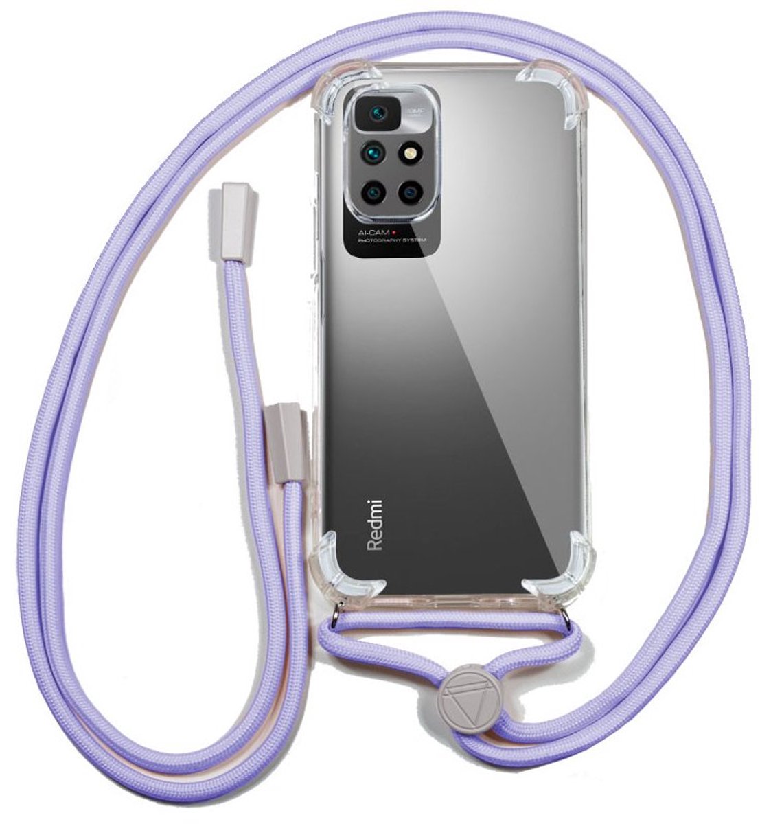 Telefoonhoesje / cover - XIAOMI Redmi 10 - transparant / paars - incl. koord
