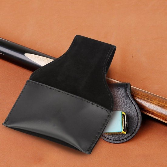 Draagbare biljart cue krijthouder met PU pouch - Zwart - Handig accessoire voor biljartspel - Opbergzakje voor cue krijt - Duurzaam materiaal. van Merkloos — afbeelding 3