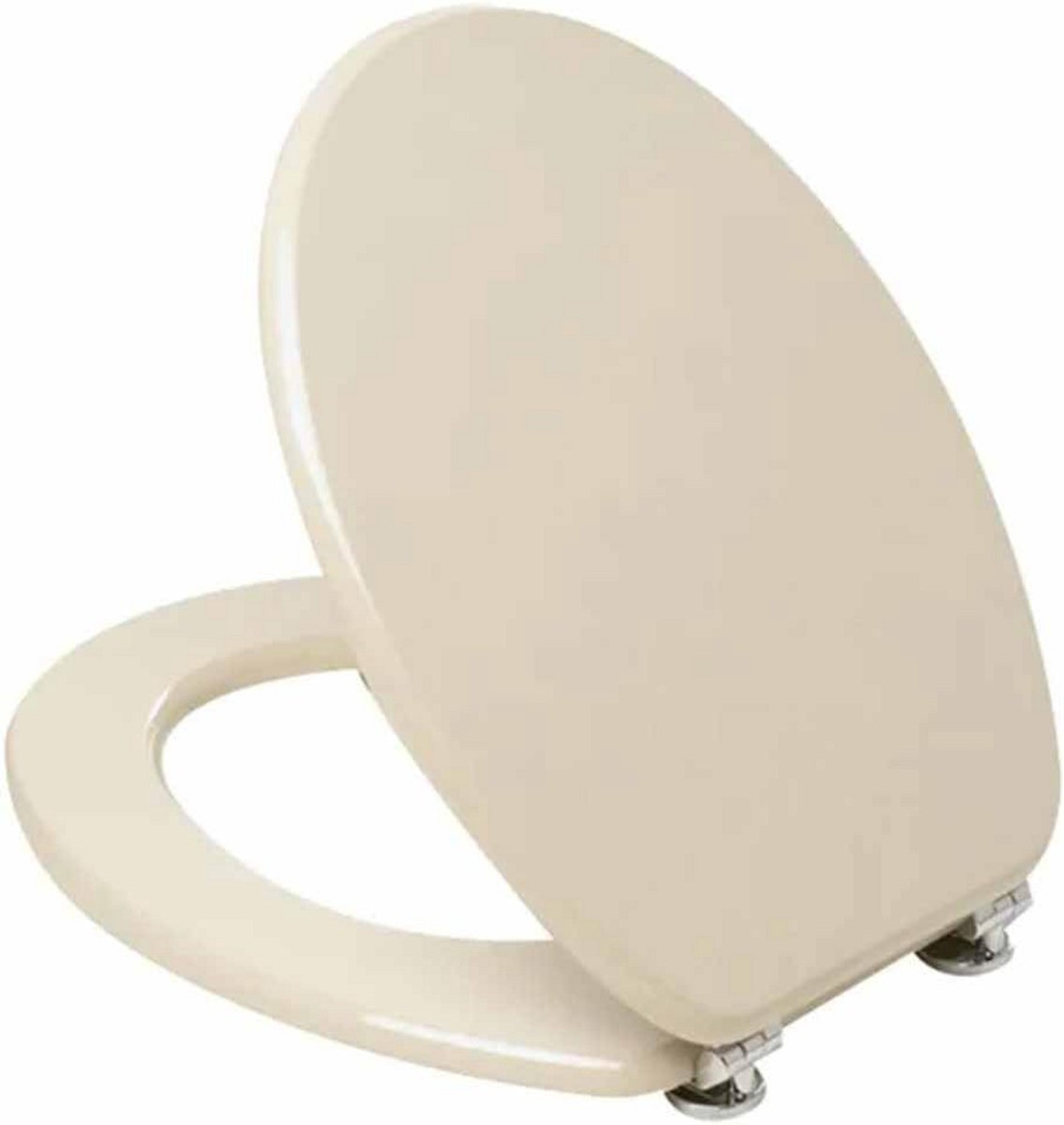 Universele WC-bril Beige Ivoor met Verchroomde Metalen Scharnieren