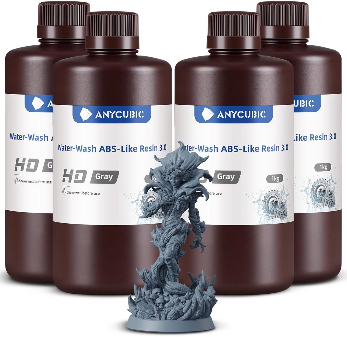 Waterwasbare ABS-Like 3.0 HD Hars voor 3D-Printer, 4 kg Donkergrijs