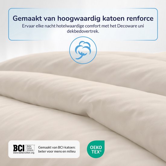 Decoware Dekbedovertrek Uni - Zand - Katoen - Inclusief kussensloop - Eenpersoons - 140x220 + 60x70 cm van Merkloos — afbeelding 4