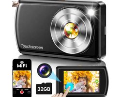 AI Smart Wi-Fi Digitale Camera - Autofocus - IPS Touchscreen - Fotoapparaat voor Kinderen, Tieners en Volwassenen - Inclusief 32GB SD Kaart - Slimme Digitale Fotocamera - en - Mobiele Verbinding