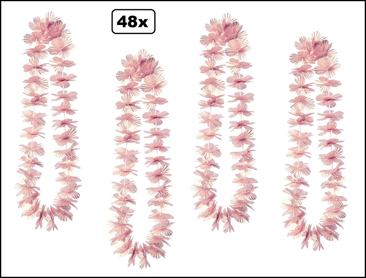 48x Hawai slinger rosegoud - bloemenkrans - Thema feest hawaii krans huwelijk