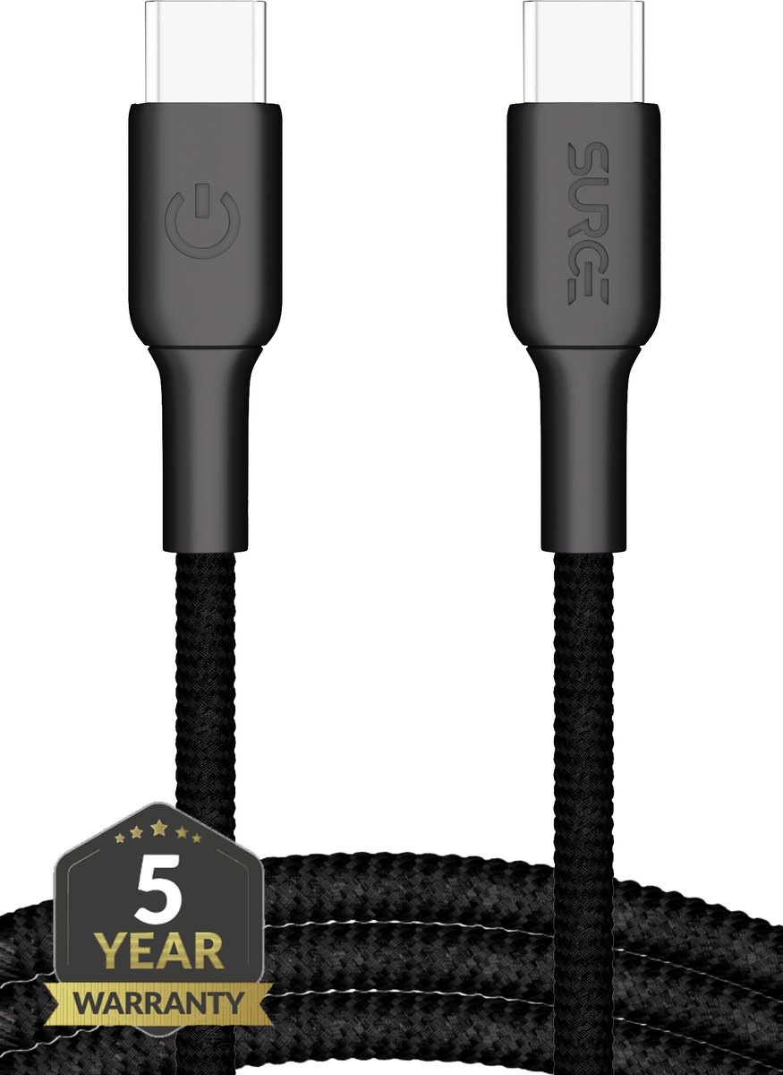 Bol.com Surge USB C naar USB C kabel - 100W - 2 Meter Oplaadkabel - Snellader met 15% Kevlar aanbieding