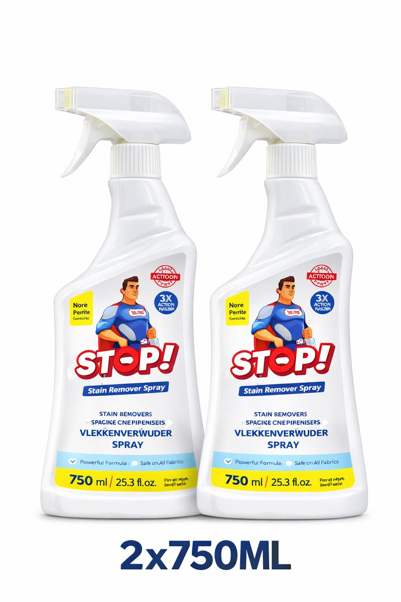 STOP Forte Vlekverwijderaar Spray – 2 x 750 ml – Krachtige Vlekkenreiniger voor Tapijt, Bank en Bekleding – Voordeelverpakking - STOP Leke Cikarici