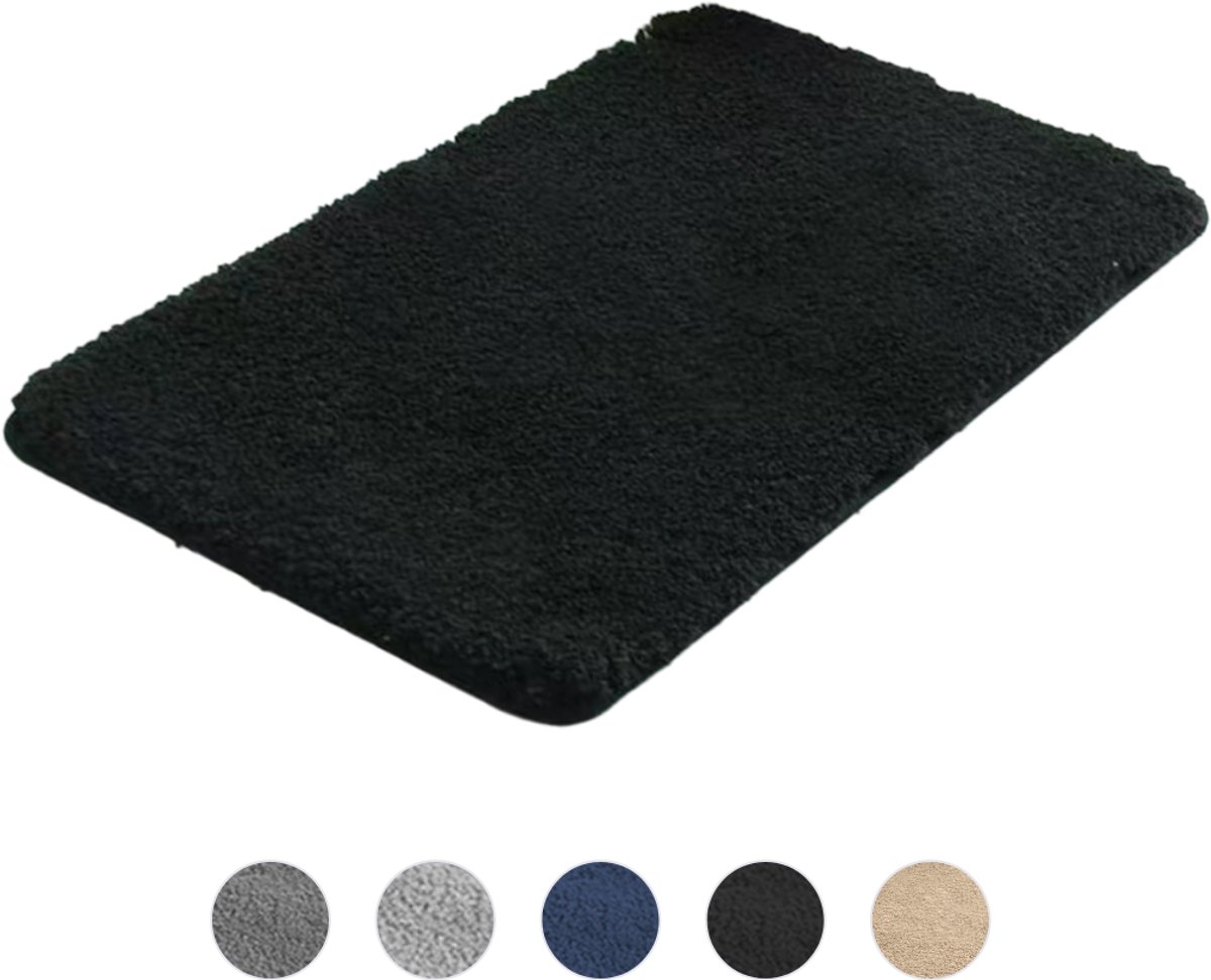 AKSA Home® Badmat 60x90 cm - Douchemat antislip - Badmat antislip - Badkamermat - Vloerkleed - Zwart