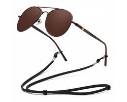 Bruin lens Piloten Zonnebril | Aviator Zonnebril | Retro & Classic Bril | Festival , Rave Bril | Carnavalsbril | Zonnebril Dames & Heren | Matt Bruine lens | Bruin montuur | Trendy Party & Outdoor Bril + brillen koord , sleeve & doek