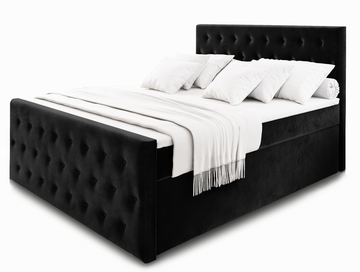 Boxspring FONDI 180x200 cm met matras en topper, bedkasten - Zwart thumbnail 8