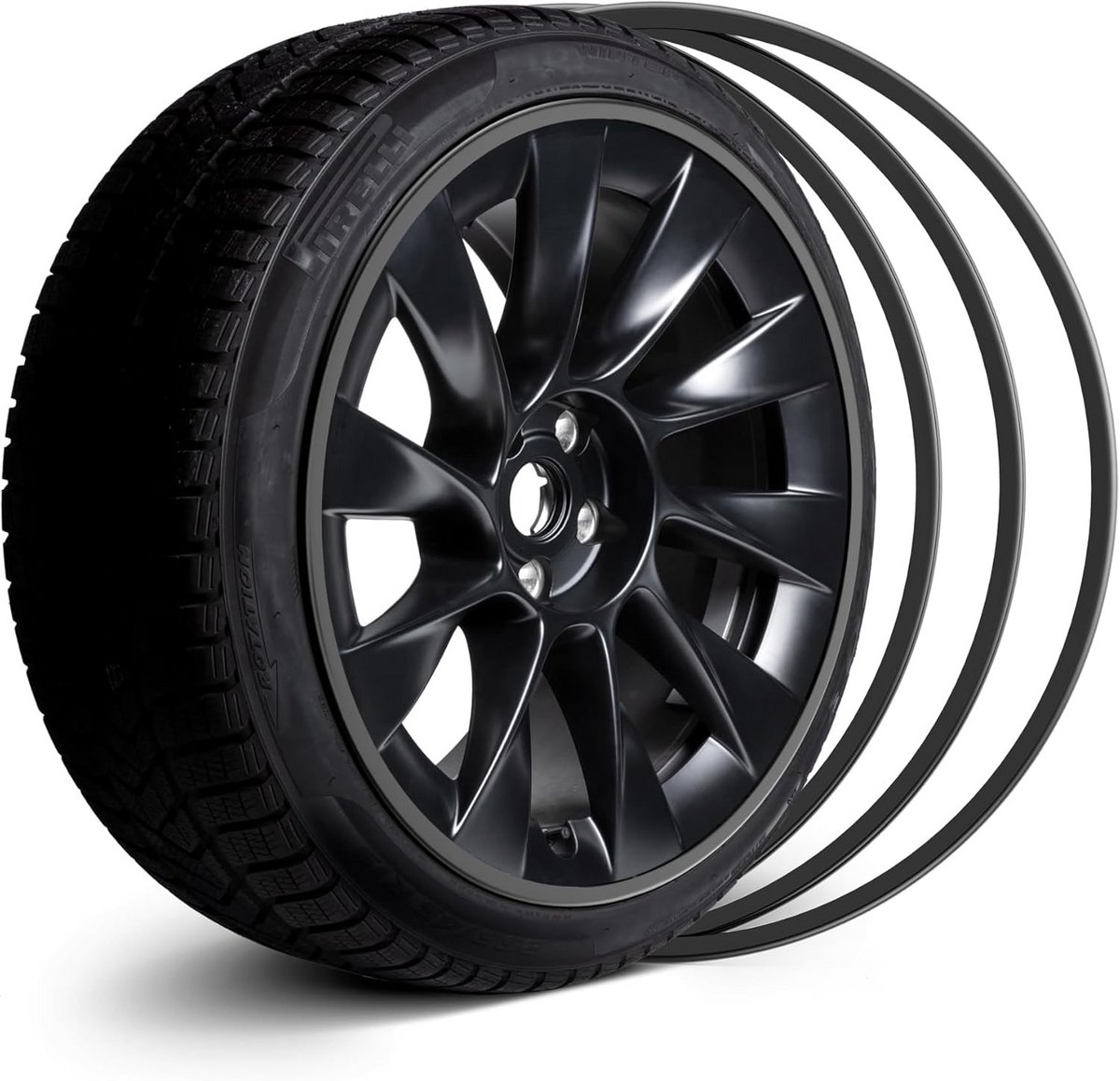 Universele velg rand bescherming set - 4 stuks - Zwart - 17 inch