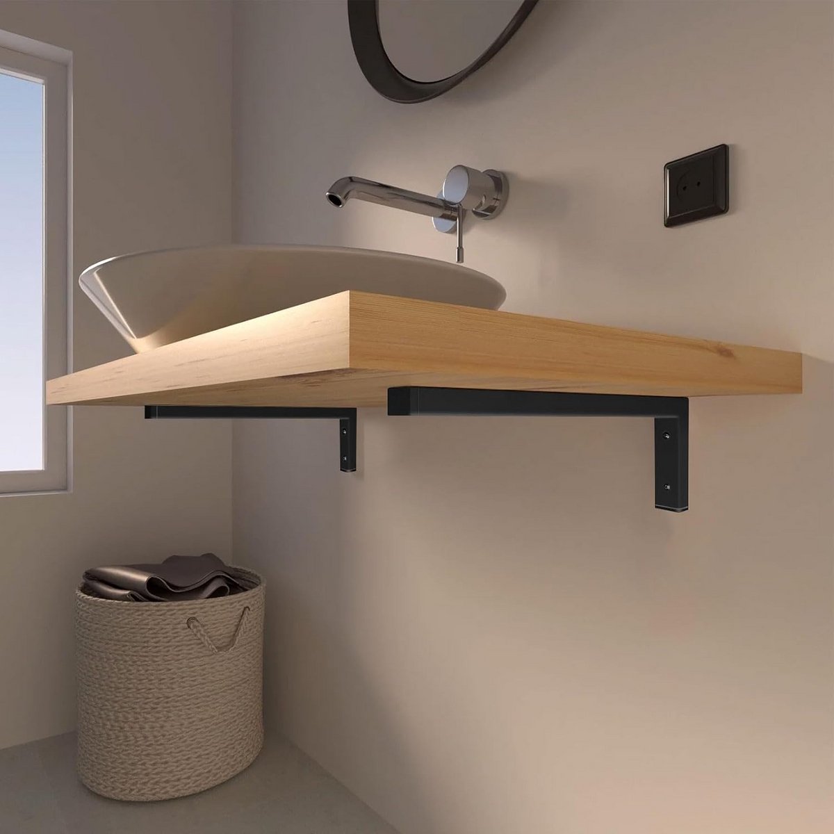 Set van 4 Stevige Wandplanken Beugels voor Balie en Wastafel Ondersteuning 20 cm