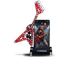 Metalcraft Elektrische Guitar rood telefoonhouder modelbouw | Metalen Constructie telefoonstandaard Speelgoed | DIY 3D Puzzel | Met gereedschappen | Muziekinstrument bouwpakket voor volwassenen | 252 onderdelen | Smartphone accessoires