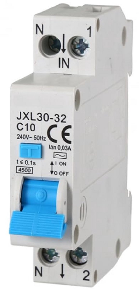 Differentieel automaat 1P+N 10A 30mA 220V 4.5kA - Veilige Installatiebeveiliging