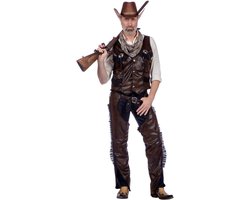 Cowboy Kostuumset met Vest en Franje Chaps voor Heren - Wild West Themafeest Outfit