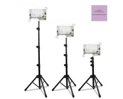 Tablet Standaard - Statief - Telefoonhouder - Verstelbare Beweegbare Tablethouder - 7-11 Inch - 360° Draaibaar - Zwart - Statief Bed standaard - 32-135cm