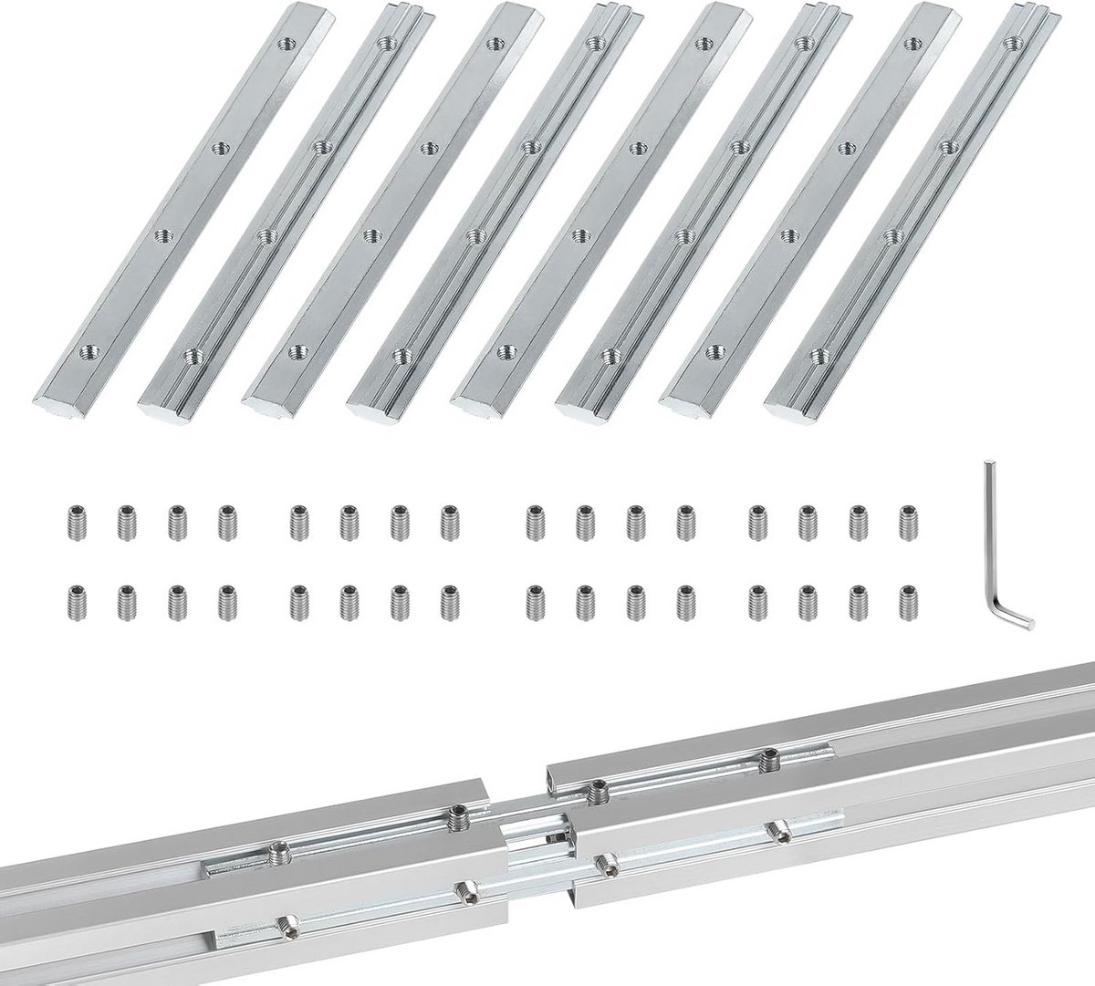 8x Rechte Connectoren voor 3030 Aluminium Profielen - Verbindingsstukken en Schroeven
