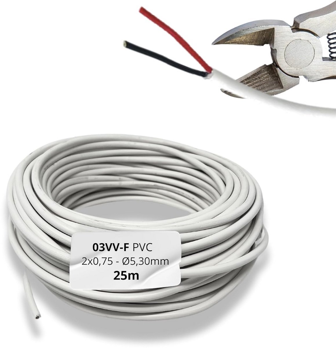 25 Meter Ronde PVC Elektrische Kabel 2x0,75mm Huisbedrading Flexibel Koper