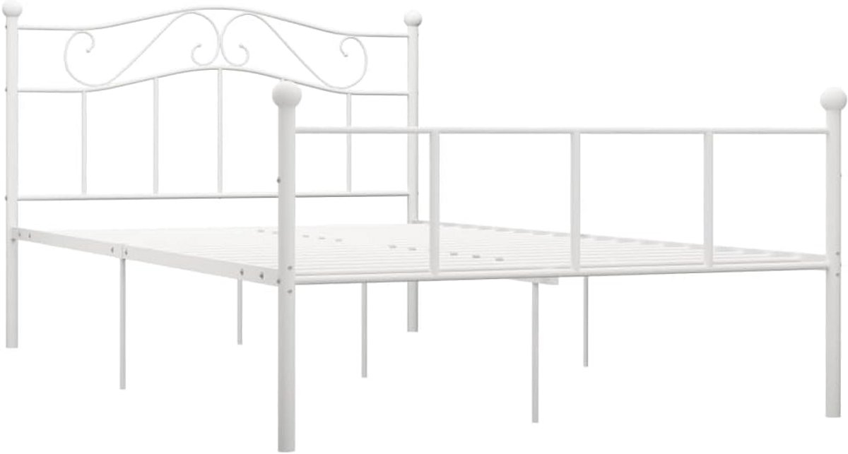 Metalen Bedframe Wit Inclusief Lattenbodem 160x200 cm