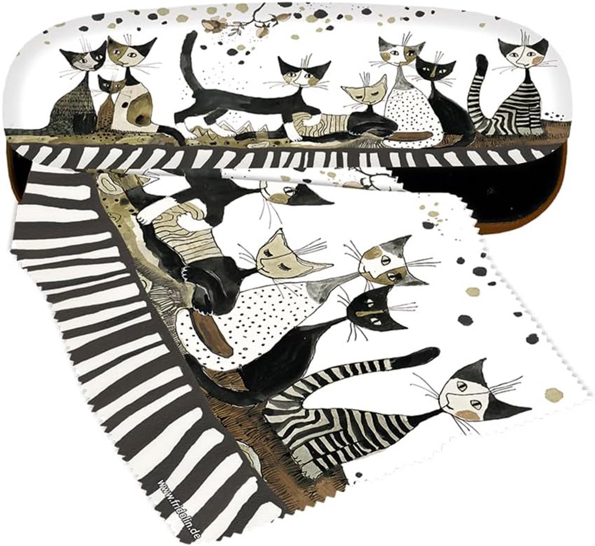 Set Hardcase Brillenkokers met Poetsdoek - Artistiek Kattenontwerp