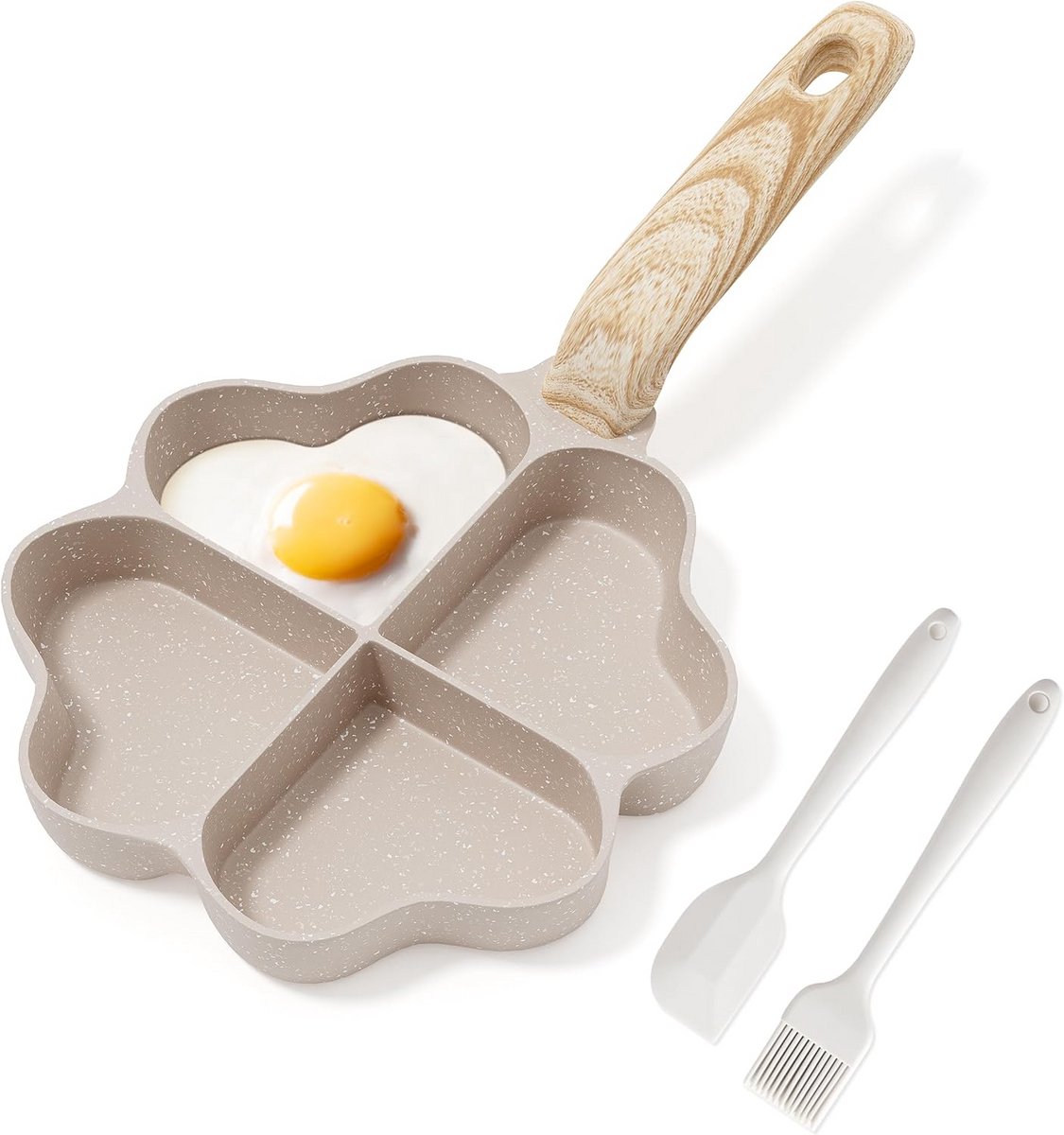 Hartejervormige Koekenpan met 4 Vormen voor Ontbijt en Omelet