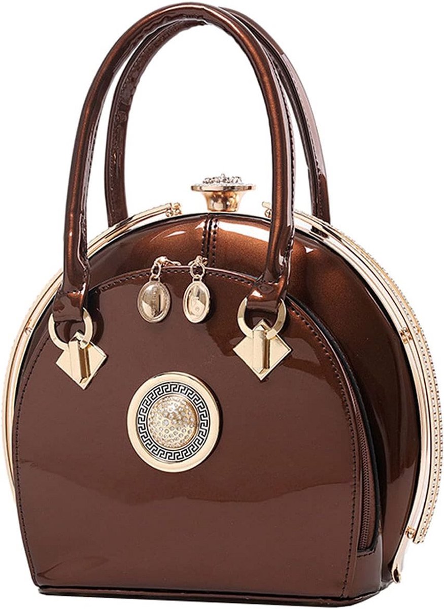 Luxe Dames Shopper Tas van Lakleer met Diamantaccent - Stijlvol en Veelzijdig