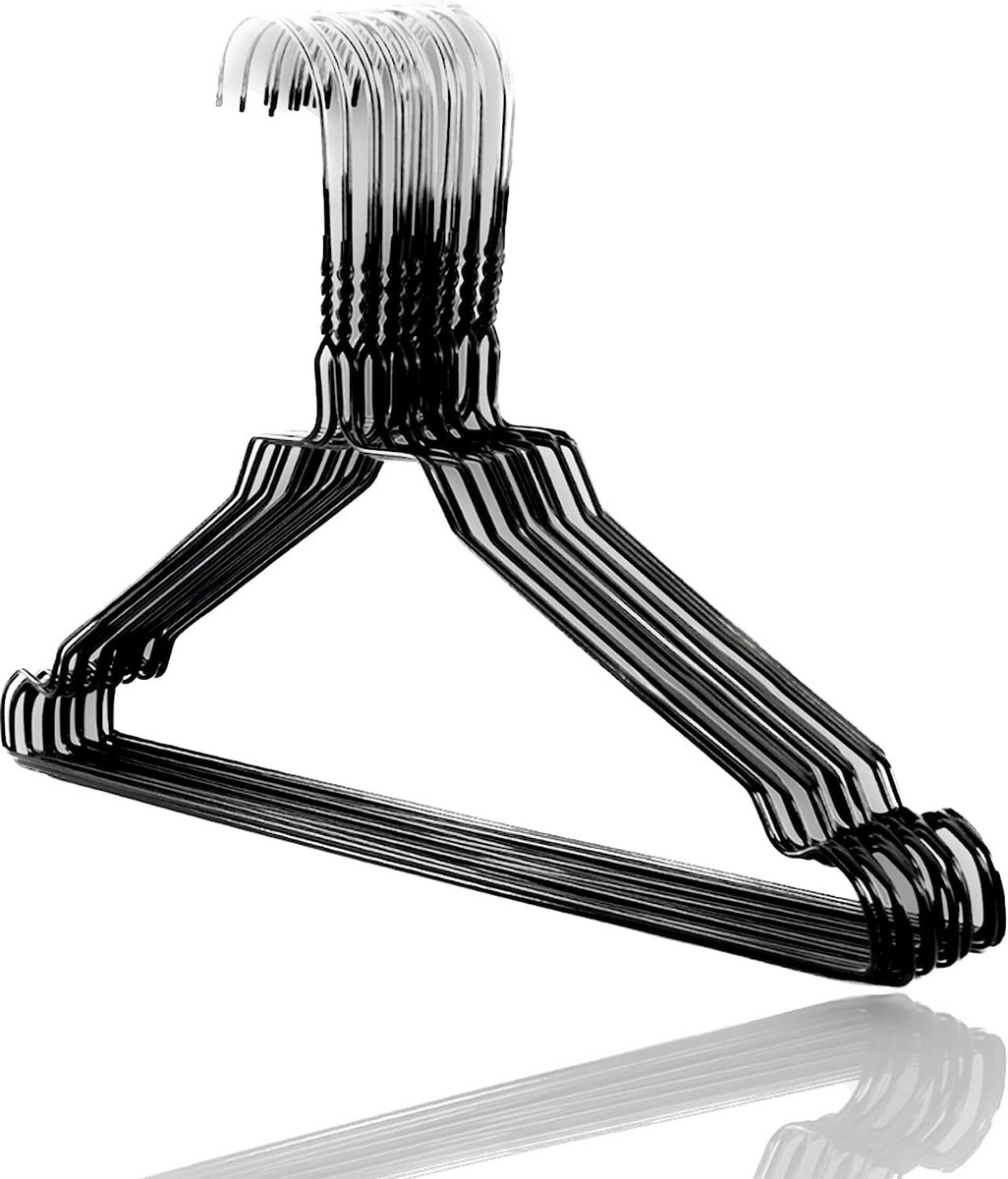 Set van 50 Zwarte Metalen Kleerhangers - Ruimtebesparend en Robuust