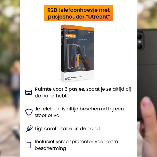 Étui R2B adapté pour Samsung Galaxy S26 Ultra avec Porte-cartes - 3 Cartes - Protecteur d'écran - Étuis de téléphone - Étui GSM - Phone Case - Modèle Utrecht