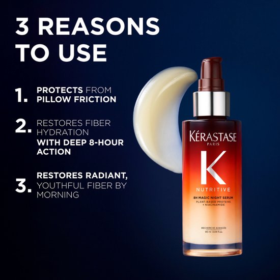 Kérastase Nutritive 8H Magic Night Serum - Sérum capillaire de nuit nourrissant et réparateur pour cheveux secs - 90ml