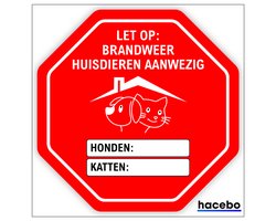 Honden & Katten Noodsticker – Brandweer Huisdieren Aanwezig –red mijn huisdier sticker - 5 x 5 CM