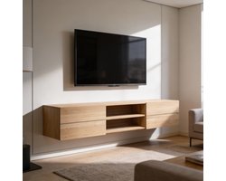 Massief Eiken Zwevend met lades TV-Meubel op Maat