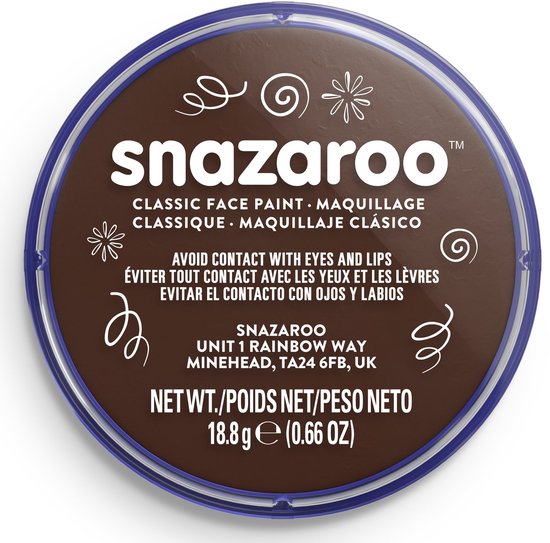 Snazaroo 1118999 - Dark Brown - 18ml Aqua Schmink & Kinderschmink voor Kinderen en Volwassenen