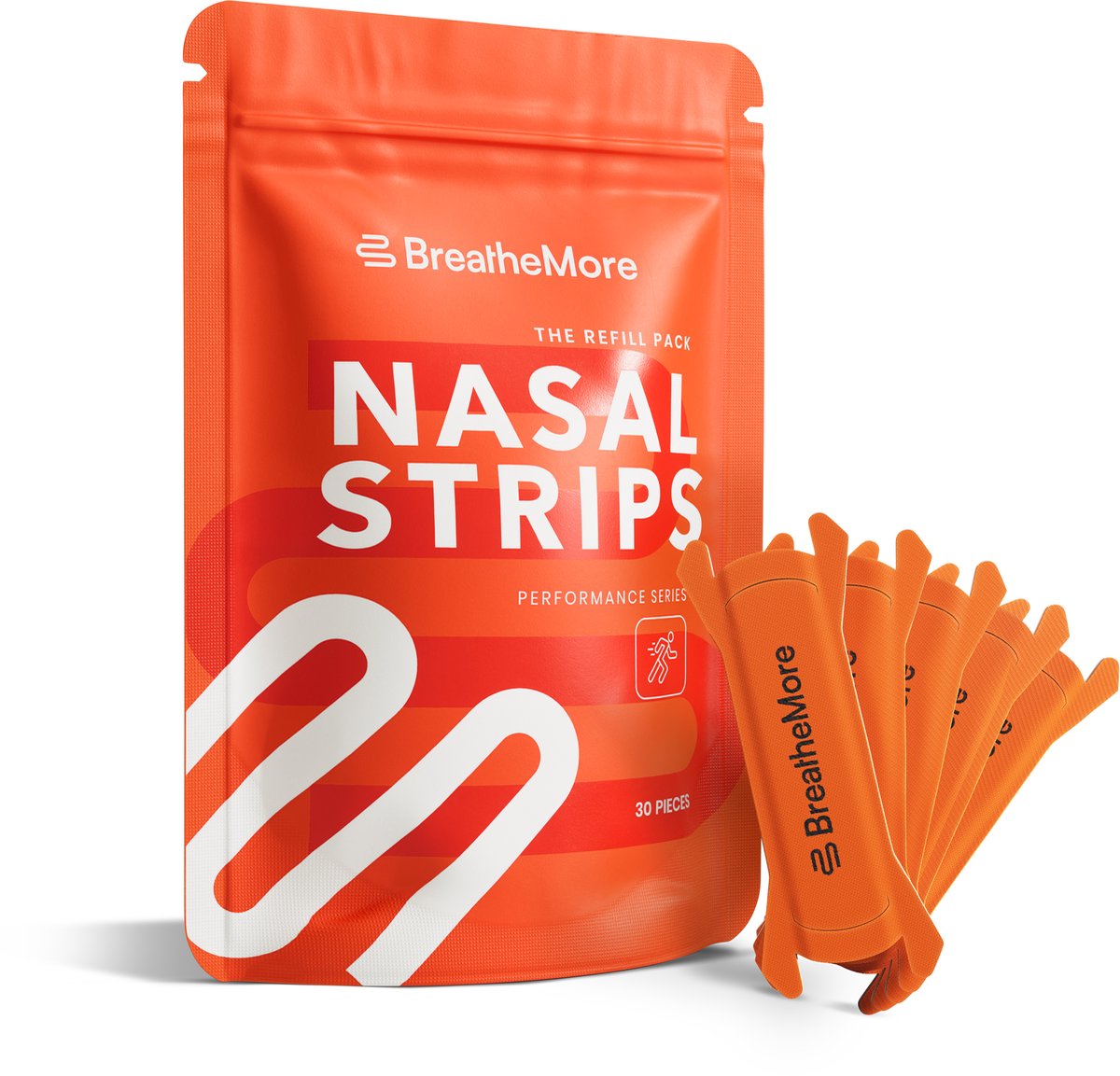 BreatheMore® Neusstrips - The Performance Series - Refill Pack - Oranje - 30 stuks