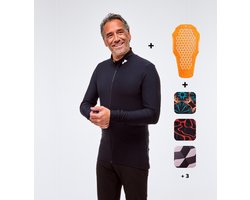 Mountain Hero Rugbeschermer Wintersport Heren – Uitwisselbare Beschermingspad – Set met 2 Skipullys Zwart en Northern Navy – Ski en Snowboard - XL