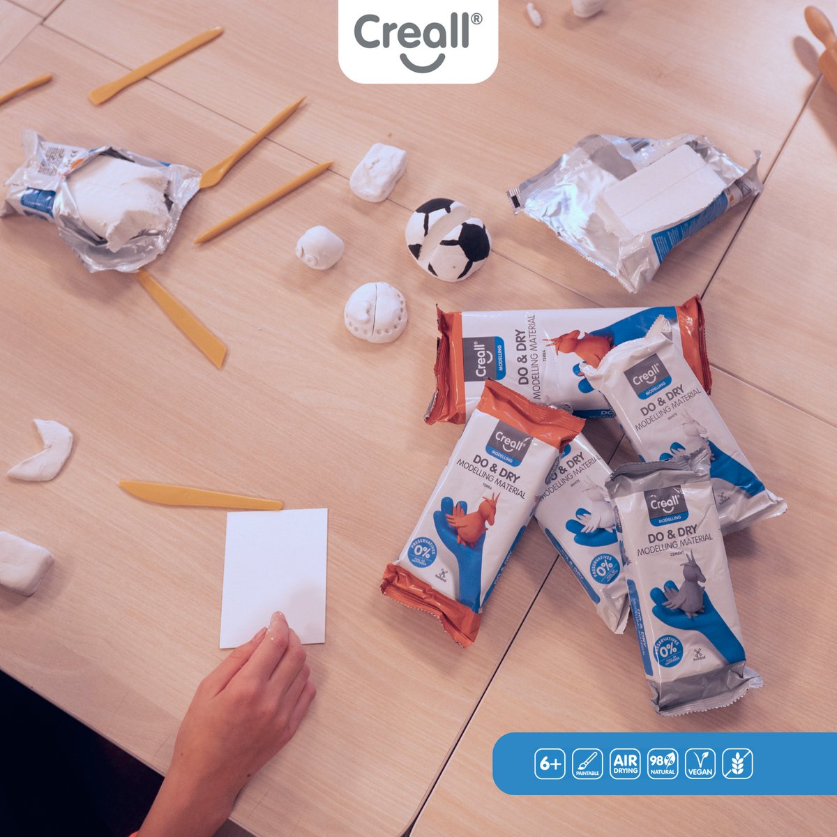 Creall Do & Dry | Luchtdrogende klei kleur Terra | 1 x 500g | Made in Holland | Zacht en klaar voor gebruik | Made in Holland | Knutselwerk kinderen, school, hobby, DIY en creatieve projecten — afbeelding 6