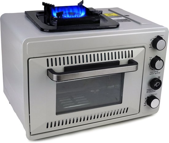 Eurocatch Draagbare Gasoven op 227 g Gasbusjes - Camping Oven met Brander - 25,2 Liter - 2,1 kW - Elektronische Ontsteking - Outdoor & Thuisgebruik - incl. 16 gasbusjes van Eurocatch — afbeelding 5
