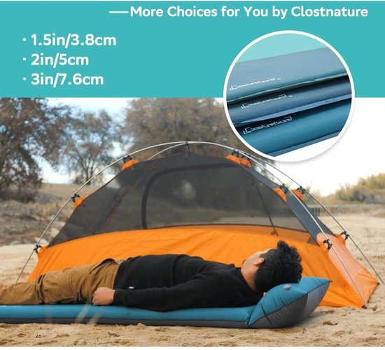 Famanu – Camping Zelfopblazende Slaapmat - 3/5/7.6cm dik Buiten Zelfopblaasbaar Slaapmatje met Kleine Verpakking - Lichtgewicht Slaapmat vo — afbeelding 3