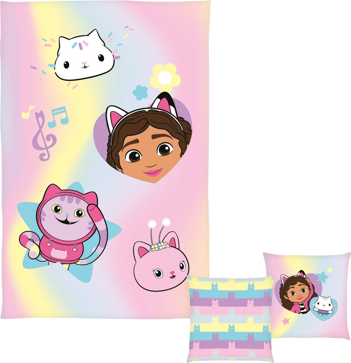 Gabby´s Dollhouse Plaid met kussen (Roze/geel)