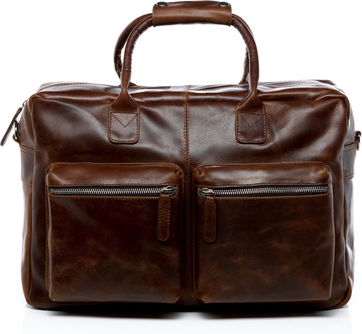 Leren Laptoptas Heren XL - 15.4 Inch Schoudertas Business Tas (Bruin) - Handgemaakt Kantoortas