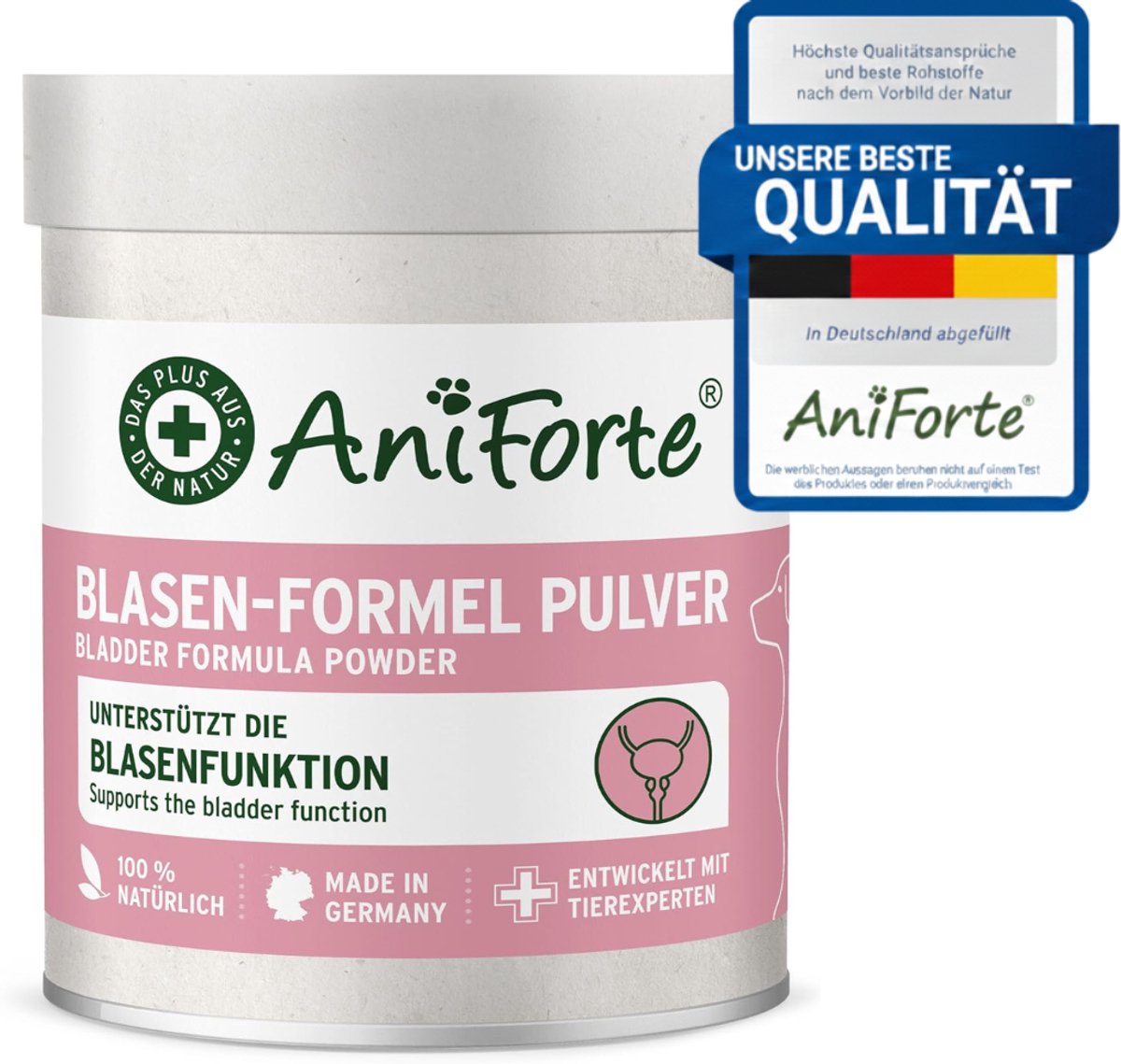 AniForte Blaaspoeder Hond 100 g – Natuurlijk Supplement voor Blaas & Urinewegen – Met Pompoenpit, Duizendblad & Bosbesblad – Ondersteunt Blaasfunctie, Urinecontrole & Senior Honden