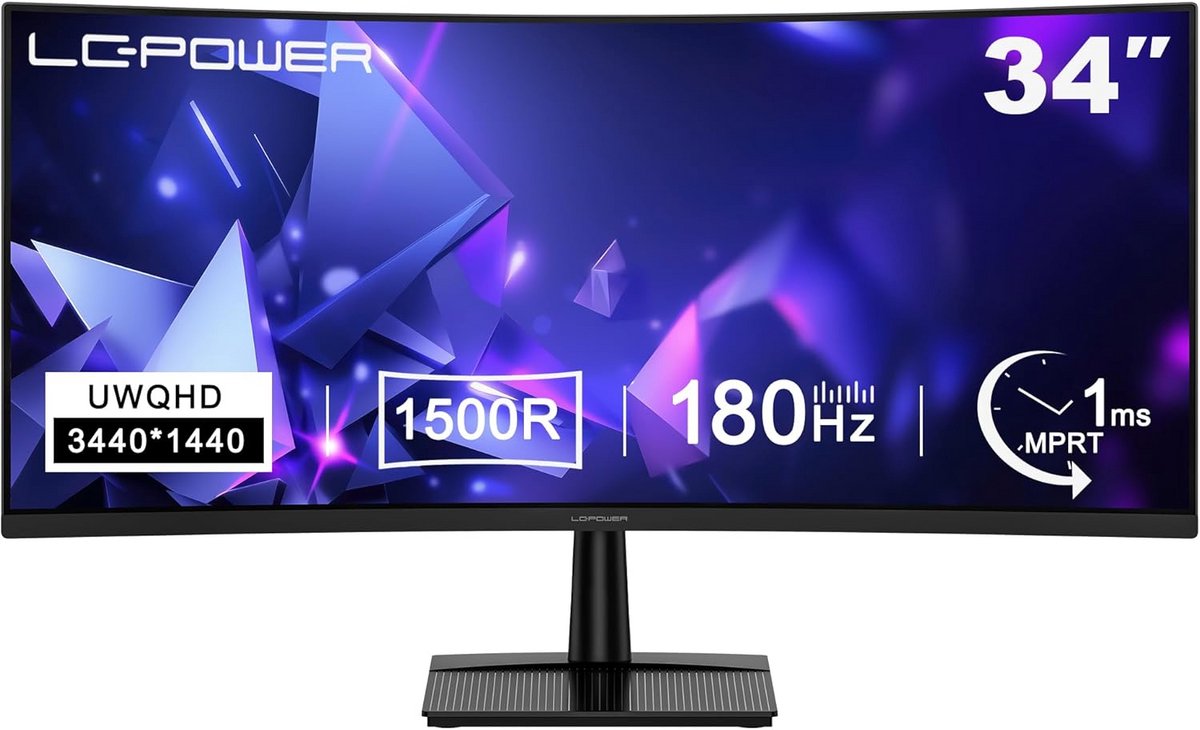 Gebogen Gaming Monitor 34 inch Ultra WQHD 180Hz 1ms voor Immersieve Speelervaring
