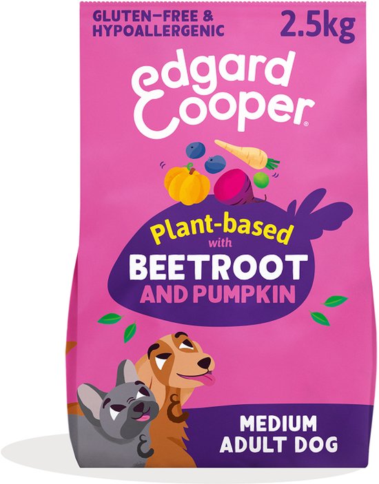 Edgard & Cooper Adult Hondenbrokken Voor Medium Honden, Rode Biet & Pompoen, 2.5Kg, Plantaardig Recept, Hypoallergeen Recept Met Natuurlijke Ingrediënten