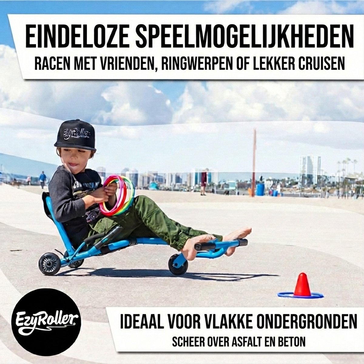 EzyRoller Classic X skelter - Waveroller voor kinderen 4 tot 14 jaar of 99 tot 137 cm - Verstelbare driewieler - Zwart — afbeelding 10