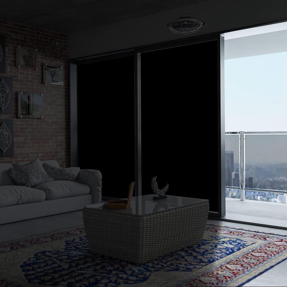 Famanu – Verduisterende Gordijnen 300 X 145 cm - Blackout Blind Curtain met Liniaal & Schaar & Markeerstift & 20 Stuks Klittenbandsluiting -