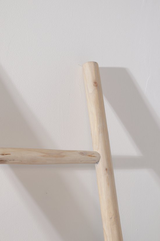 Teakea - Houten Decoratie Ladder Wit Geolied 50x5x150 cm - Decoratieve Handdoekladder